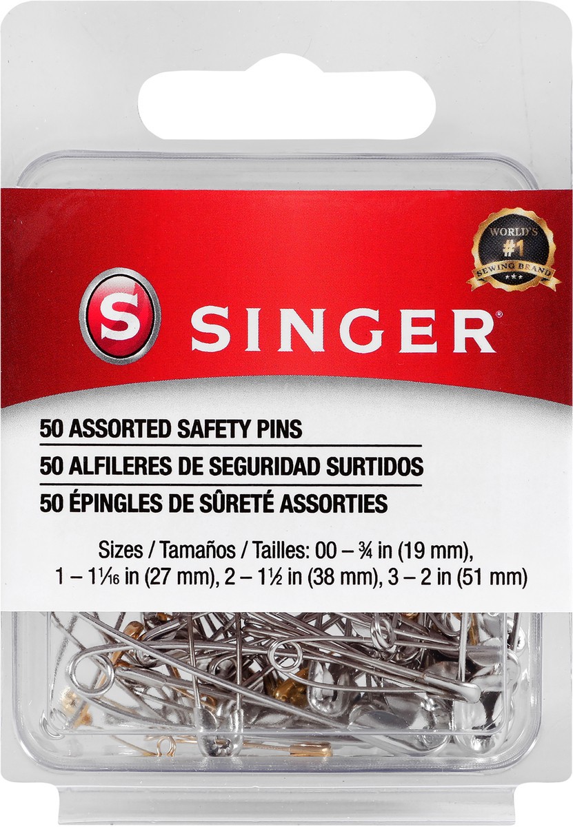 slide 2 of 3, Singer Assorted Safety Pins, 50 ct