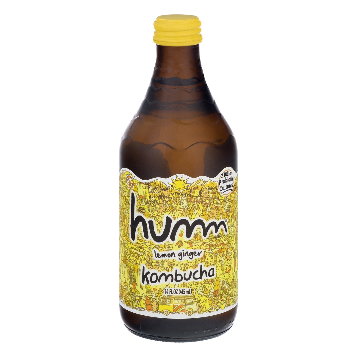 slide 1 of 1, Humm Lemon Ginger Kombucha 14 oz, 