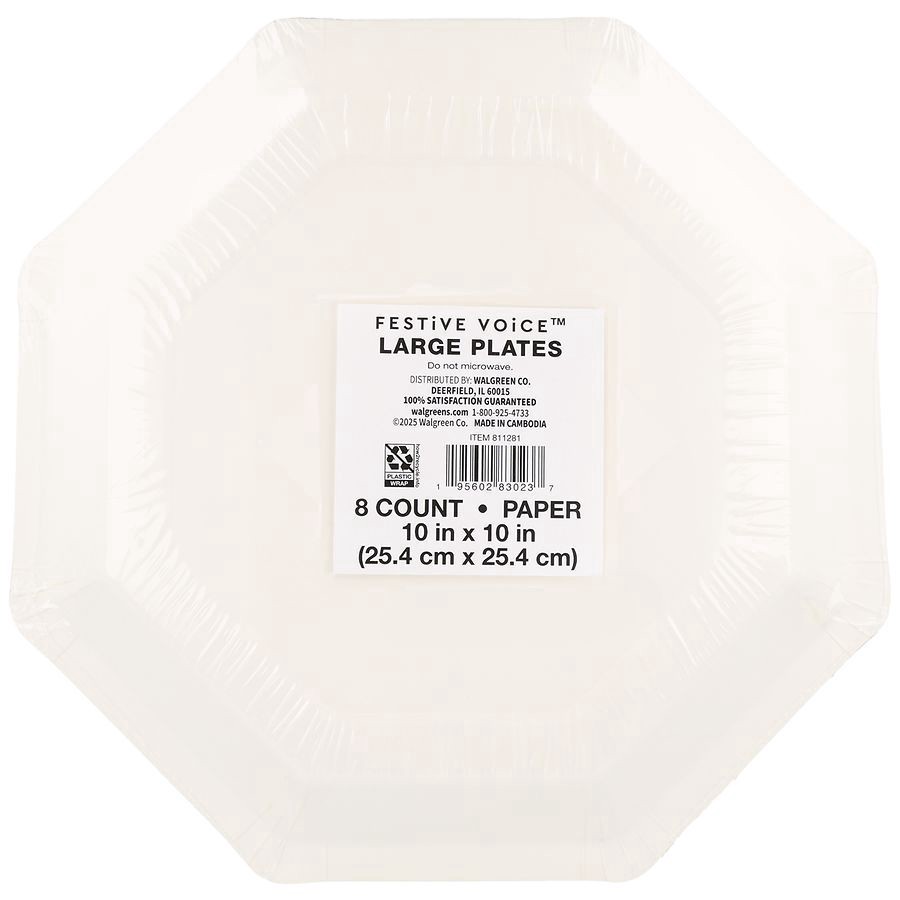 slide 2 of 3, Festive Voice Plates Birthday Large, 8 ct