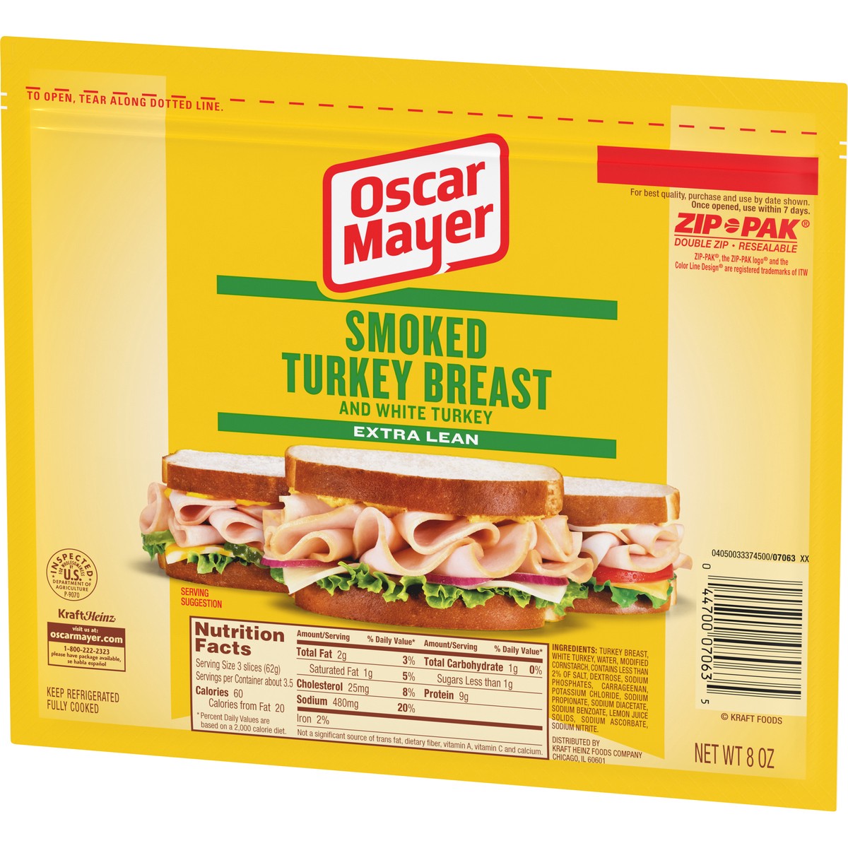 slide 3 of 9, Oscar Mayer Smoked Turkey , 8 oz Vacuum Pack, 8 oz