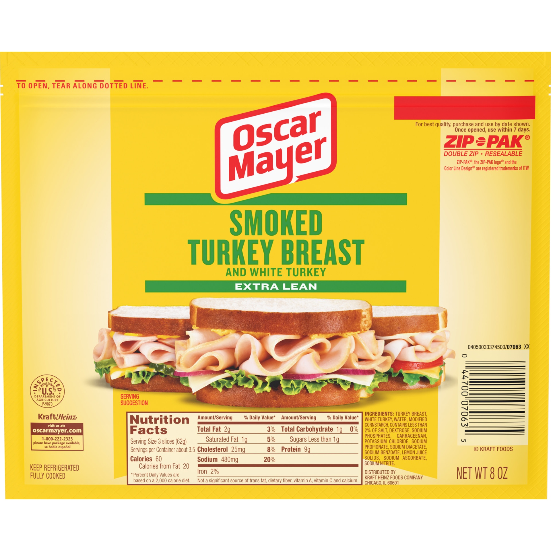 slide 1 of 2, Oscar Mayer Smoked Turkey Breast Sliced Lunch Meat Pack, 8 oz