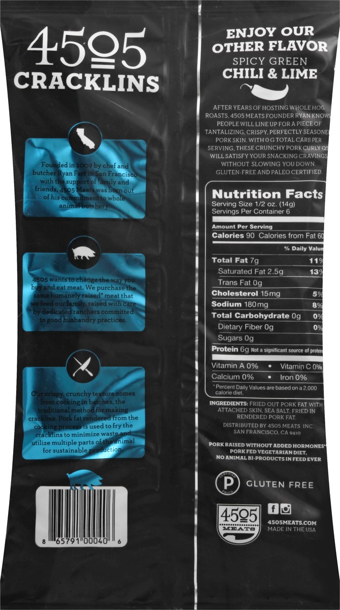 slide 7 of 12, 4505 Meats Sea Salt Cracklins, 3 oz
