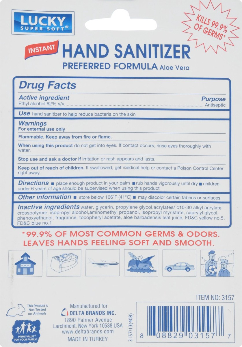 slide 6 of 9, Lucky Super Soft Preferred Formula Instant Aloe Vera Hand Sanitizer 2 Bottles 2 fl oz Bottle 2 ea, 2 ct