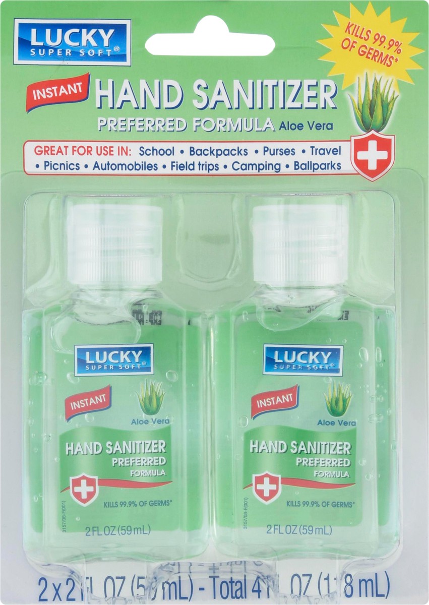 slide 1 of 9, Lucky Super Soft Preferred Formula Instant Aloe Vera Hand Sanitizer 2 Bottles 2 fl oz Bottle 2 ea, 2 ct
