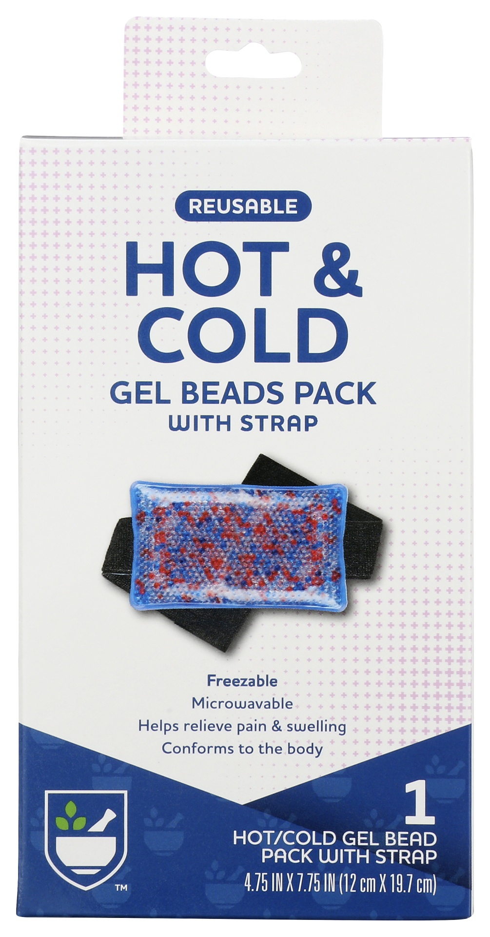 slide 1 of 2, Rite Aid Hot and Cold Reusable Gel Bead Pack with Straps, 1 ct