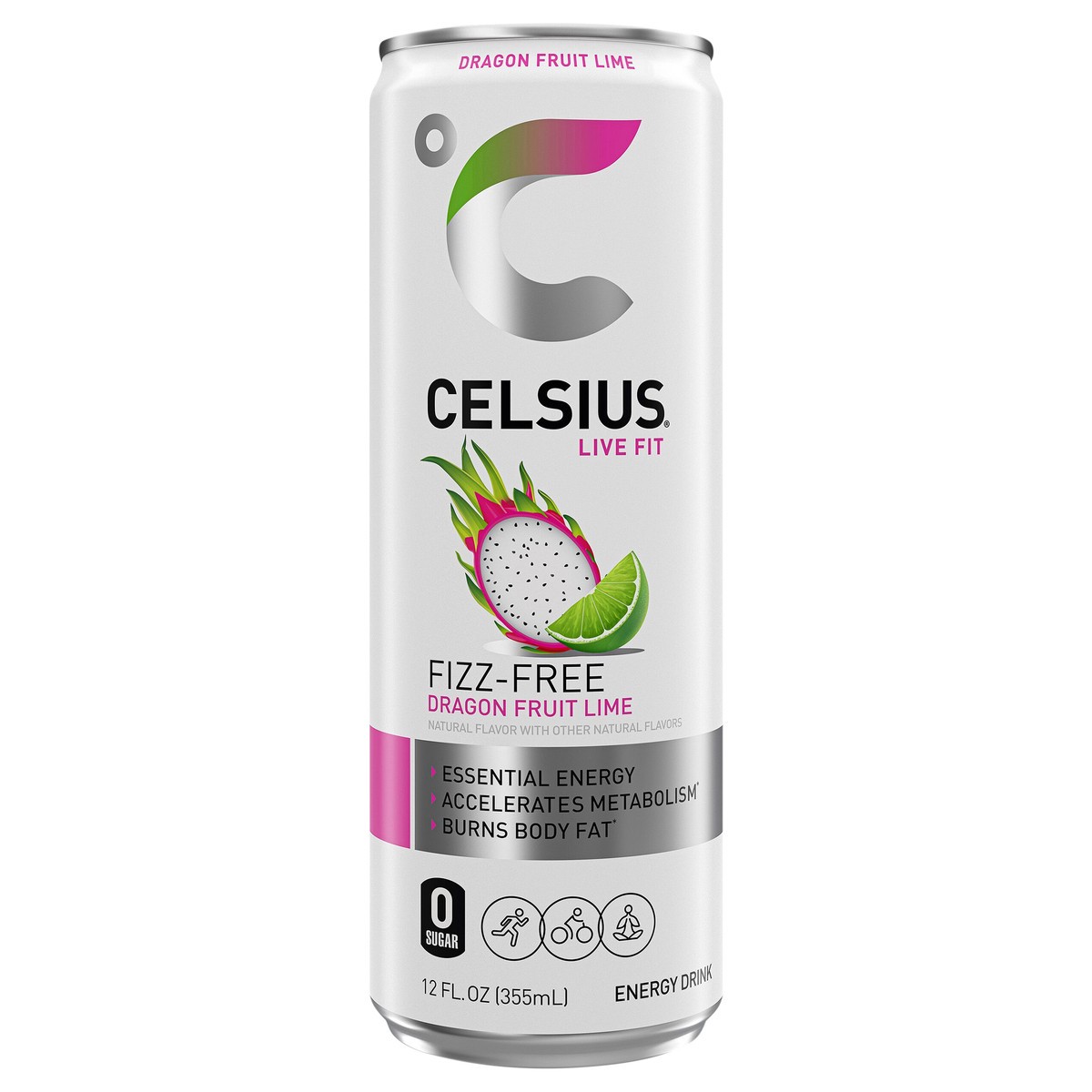 slide 2 of 2, CELSIUS Fizz Free Dragon Fruit Lime, Functional Energy Drink 12 Fl Oz Single Can, 12 fl oz