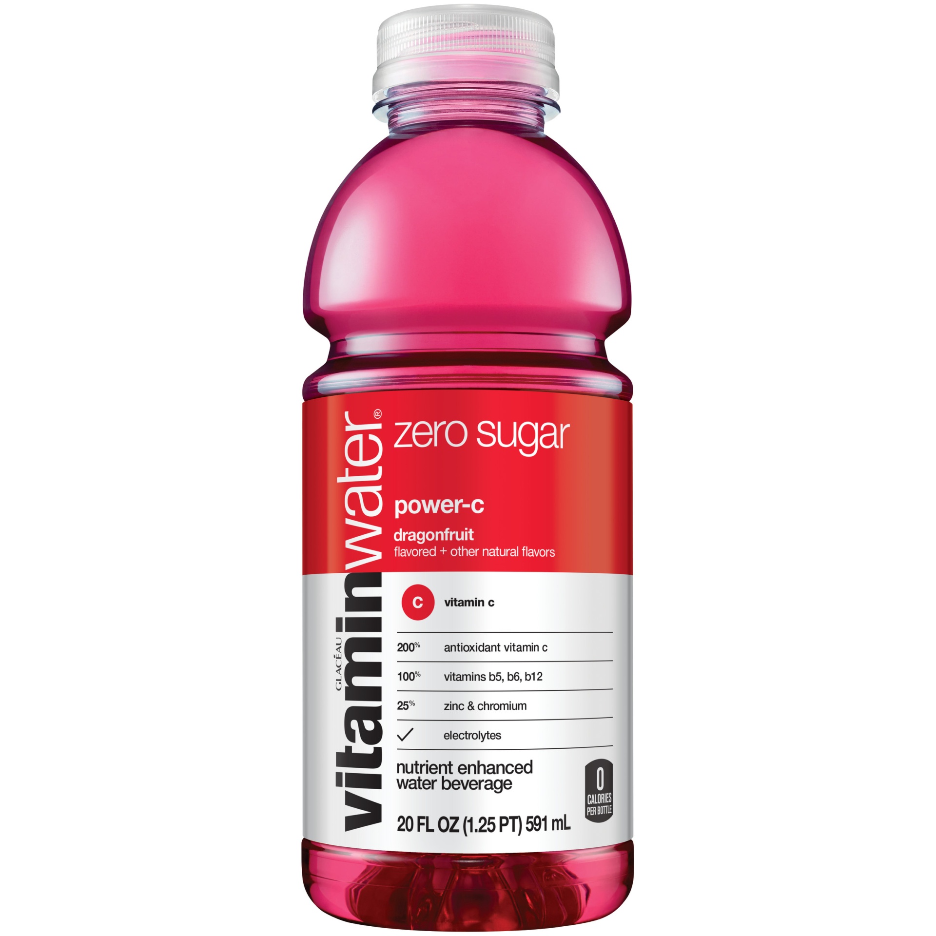 Vitaminwater Zero Sugar Power C Electrolyte Enhanced Water W Vitamins Dragonfruit Drink 20 Oz