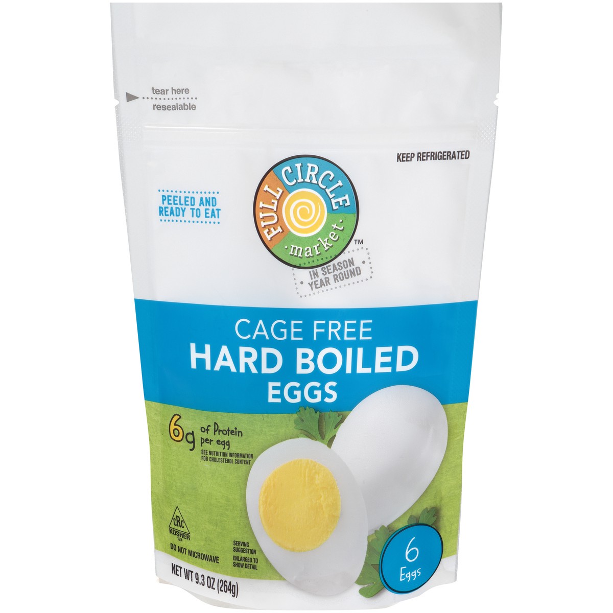 slide 1 of 10, Full Circle Market Cage Free Hard Boiled Eggs 6Ct, 9.3 oz