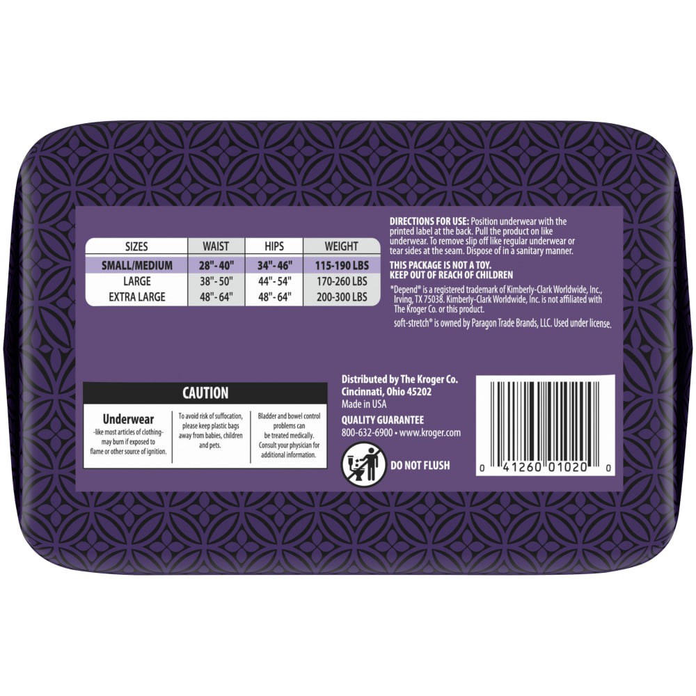 slide 5 of 5, Kroger Womens Sm Maximum Absorbency Underwear, 18 ct