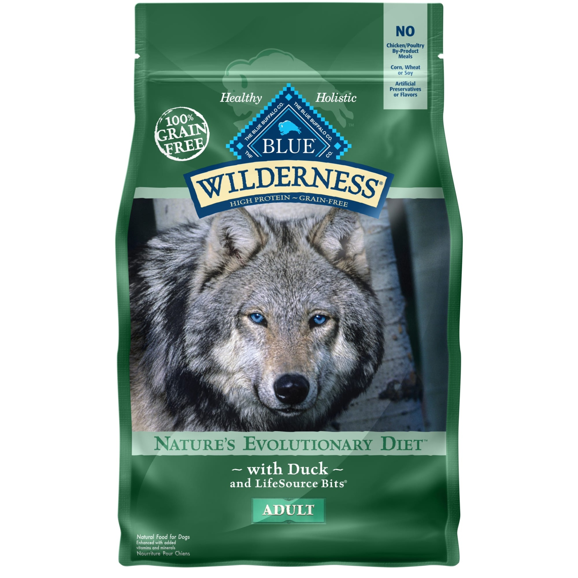 slide 1 of 1, Blue Buffalo Blue Wilderness Adult Duck Recipe Dry Dog Food, 4.5 lb