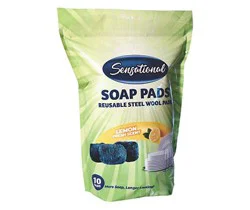 Sensational Lemon Fresh Scent Reusable Steel Wool Soap Pads, 10-Count