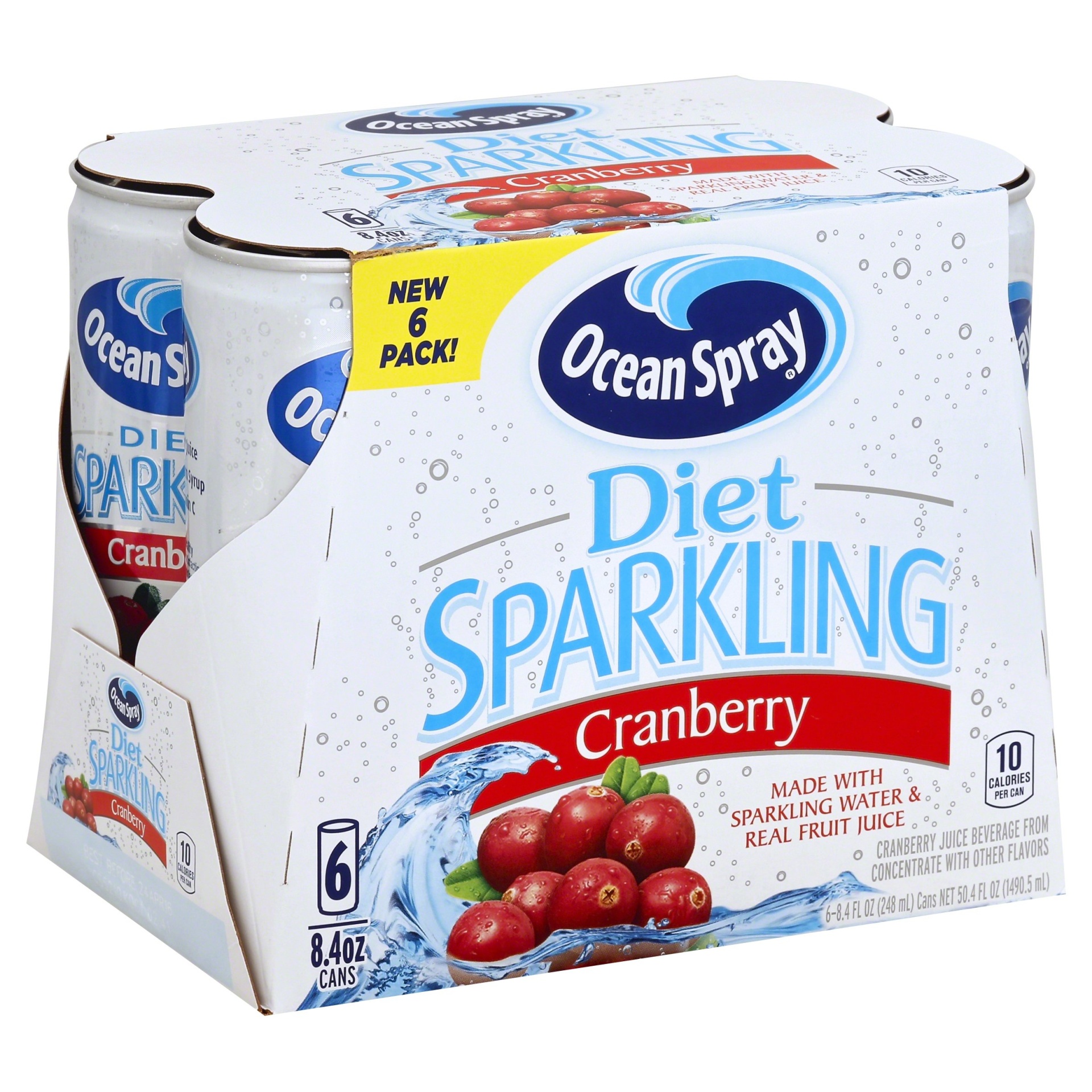 slide 1 of 8, Ocean Spray Sparkling Cran-Raspberry Juice Beverage, 6 ct; 8.4 oz