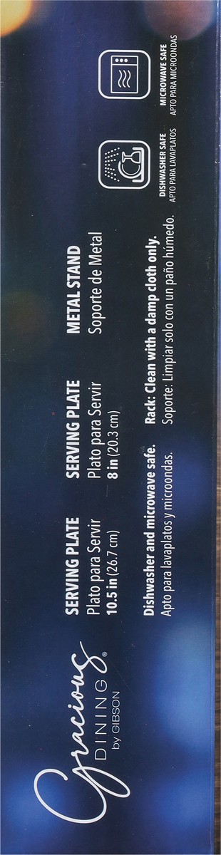 slide 8 of 11, Gibson Home Gracious Dining 2 Tiered Stoneware Serving Set with Metal Stand 3 ea, 3 ct