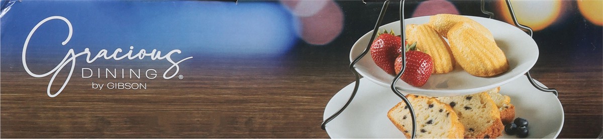 slide 9 of 11, Gibson Home Gracious Dining 2 Tiered Stoneware Serving Set with Metal Stand 3 ea, 3 ct