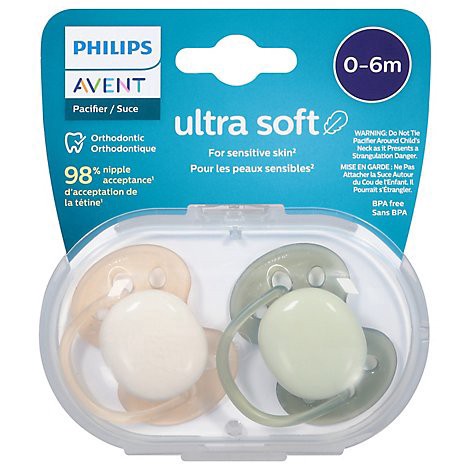 slide 1 of 1, Avent Soother Soft 0-6 Month X2 - Each, 1 ct