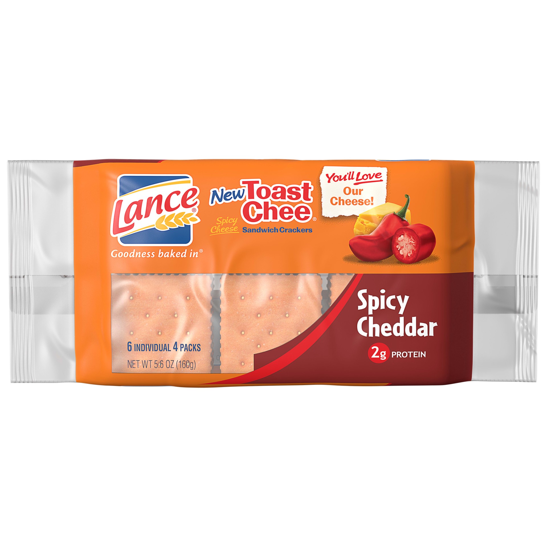 slide 3 of 10, Lance Sandwich Crackers, ToastChee Spicy Cheddar, 6 On-the-Go Packs, 4 Sandwiches Each, 5.6 oz