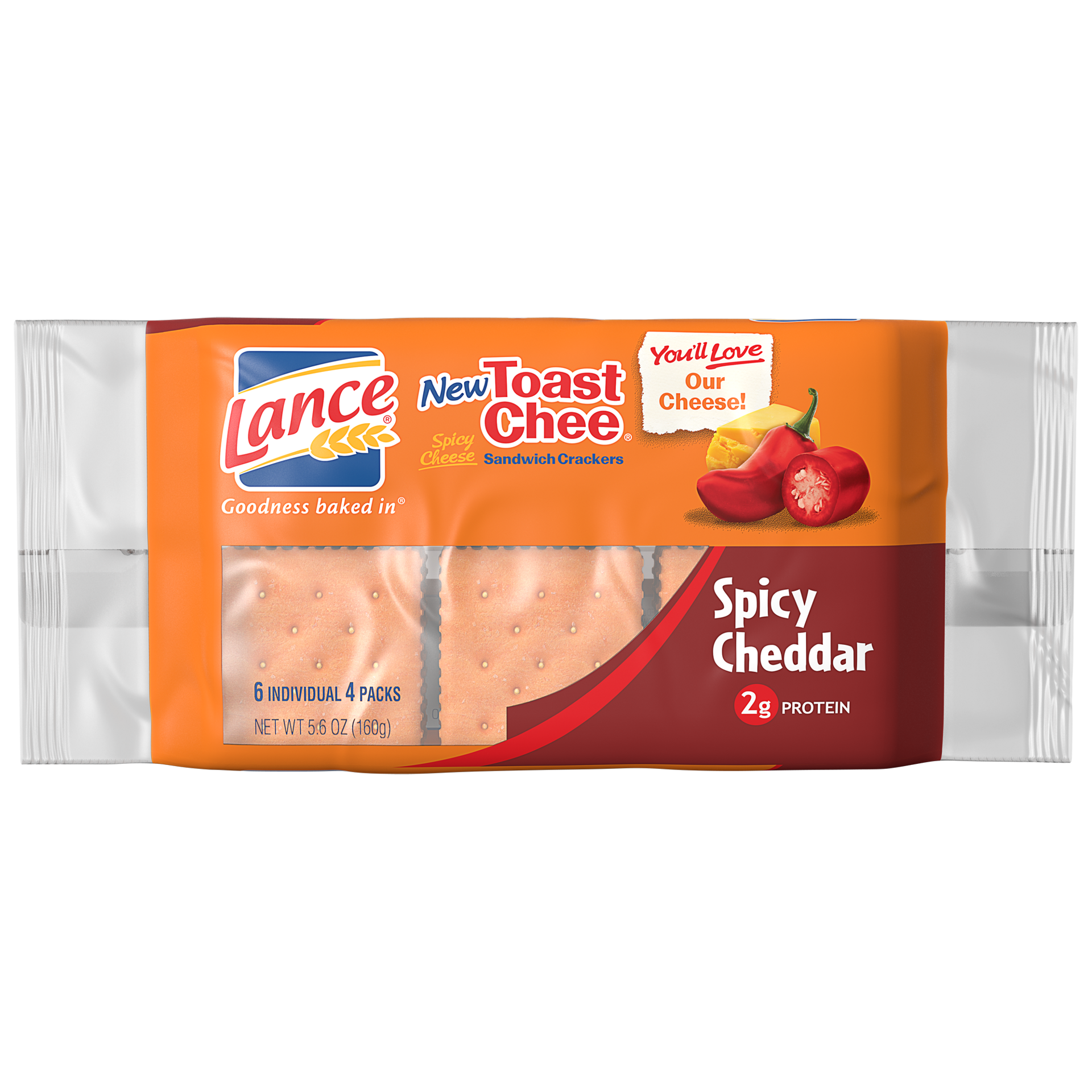 slide 7 of 10, Lance Sandwich Crackers, ToastChee Spicy Cheddar, 6 On-the-Go Packs, 4 Sandwiches Each, 5.6 oz