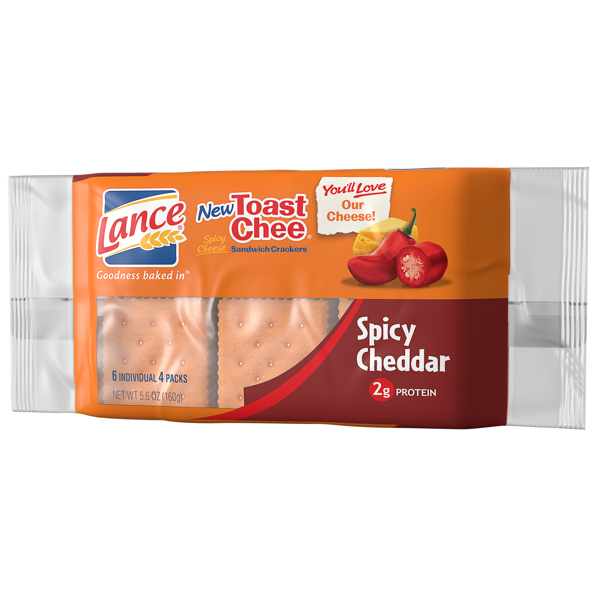 slide 10 of 10, Lance Sandwich Crackers, ToastChee Spicy Cheddar, 6 On-the-Go Packs, 4 Sandwiches Each, 5.6 oz
