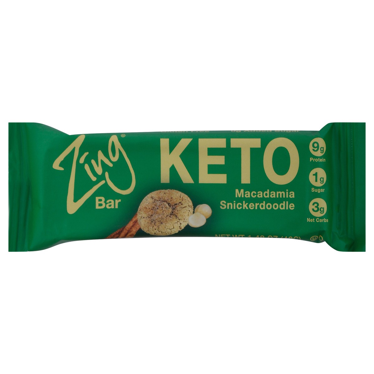 slide 1 of 12, Zing Macadamia Keto Bar Snickerdoodl, 1.41 oz
