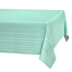 American Greetings Plastic Table Cover - Green With White Stripes