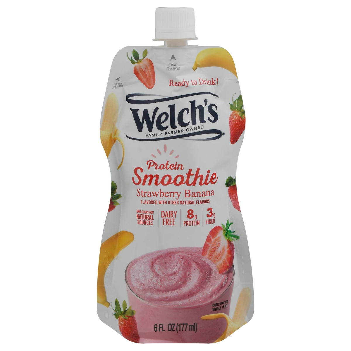 slide 1 of 9, Welch's Strawberry Banana Protein Smoothie 6 fl oz, 6 fl oz