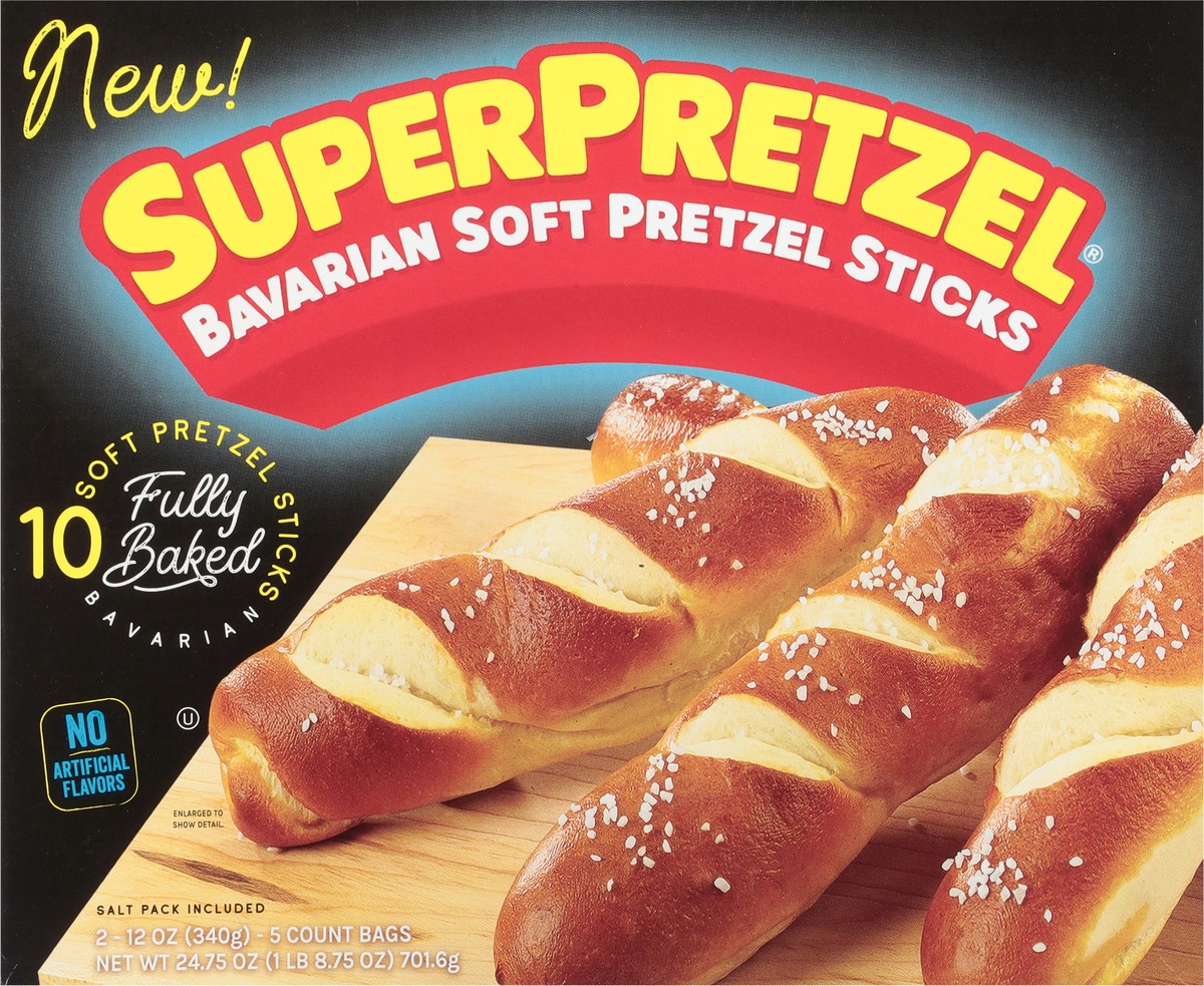 slide 9 of 13, SuperPretzel Bavarian Soft Pretzel Sticks 2 - 12 oz Bags, 10 ct