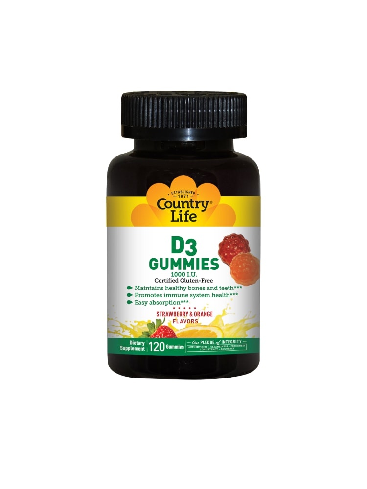 slide 1 of 1, Country Life Strawberry & Orange D3 Gummies, 120 ct