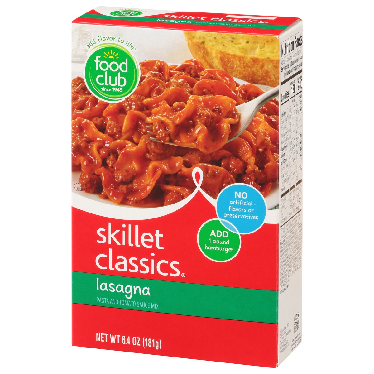 slide 2 of 10, Food Club Lasagna Hamburger Skillet Classics, 6.4 oz