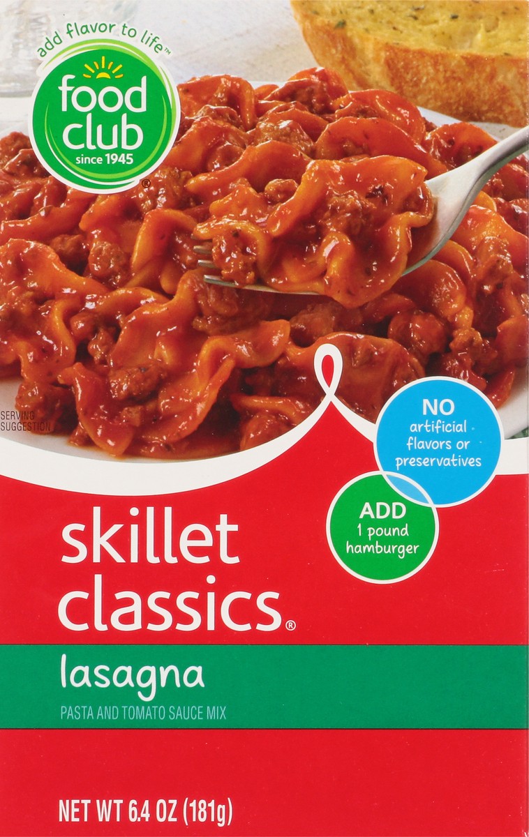 slide 8 of 10, Food Club Lasagna Hamburger Skillet Classics, 6.4 oz