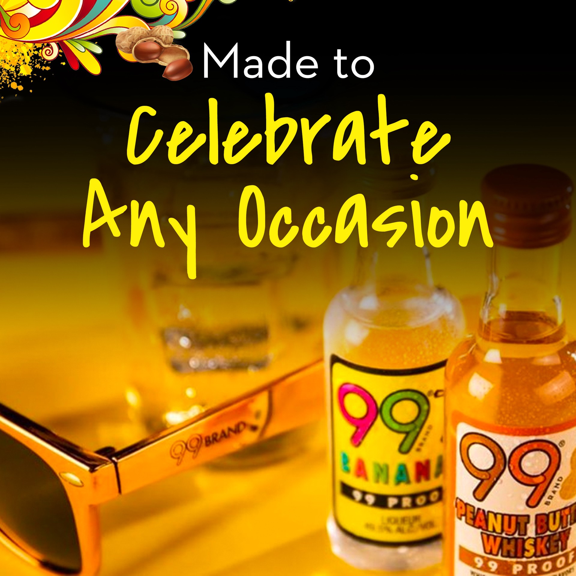 slide 3 of 5, 99 Brand Peanut Butter Whiskey, 50 mL Bottle, 99 Proof, 50 ml