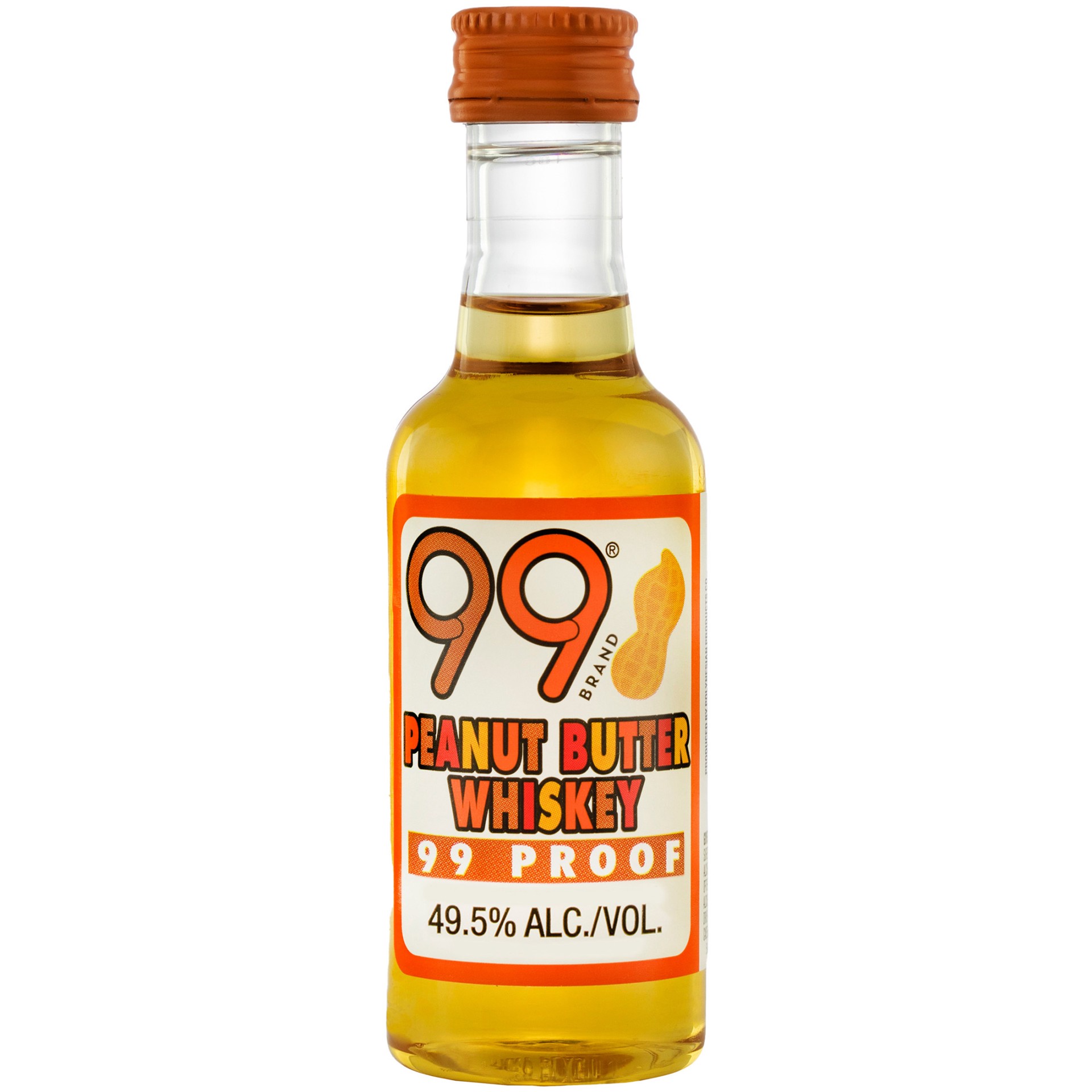 slide 1 of 5, 99 Brand Peanut Butter Whiskey, 50 mL Bottle, 99 Proof, 50 ml