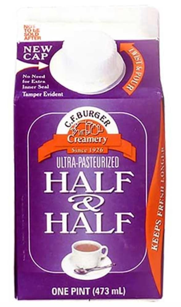 slide 1 of 3, C.F. Burger Ultra Pasteurized Half & Half Cream, 1 pint