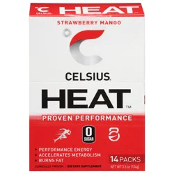CELSIUS Heat Strawberry Mango Powder Sticks 14 ea
