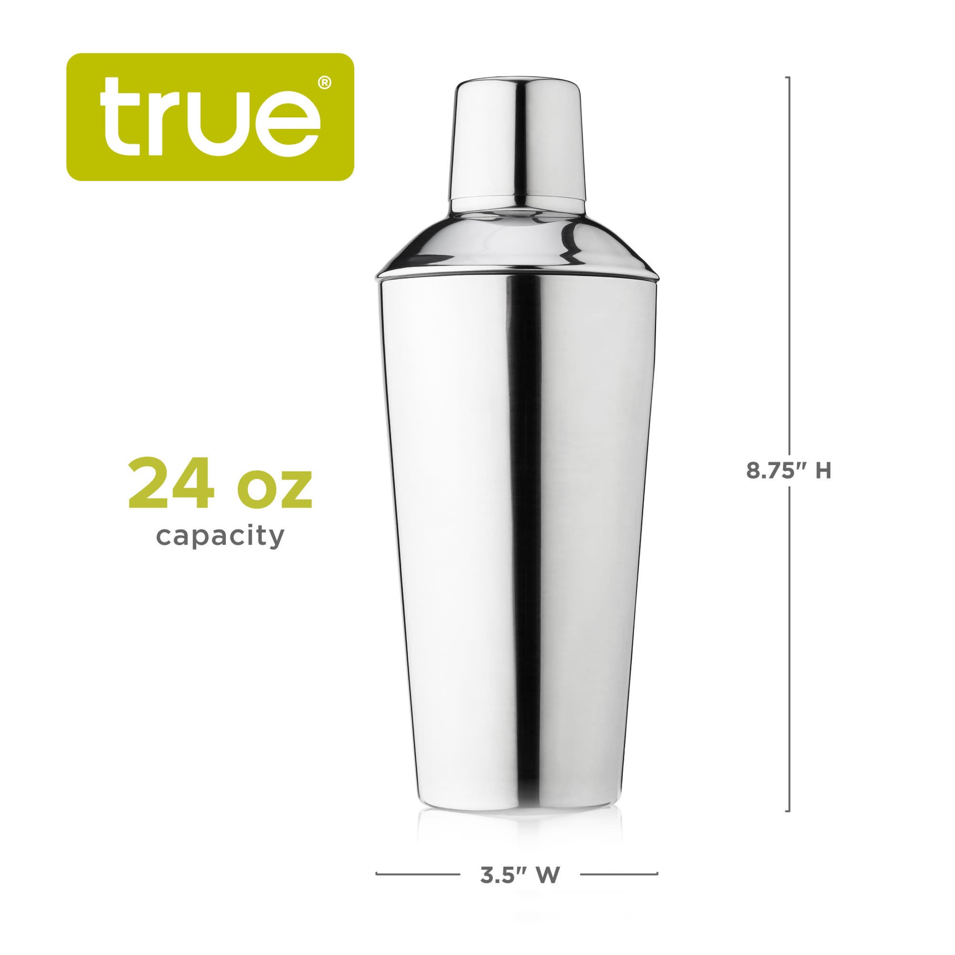 slide 3 of 5, True Retro Cocktail Shaker, Stainless Steel 24 oz Cobbler Shaker With Cap And Strainer, 1 ct