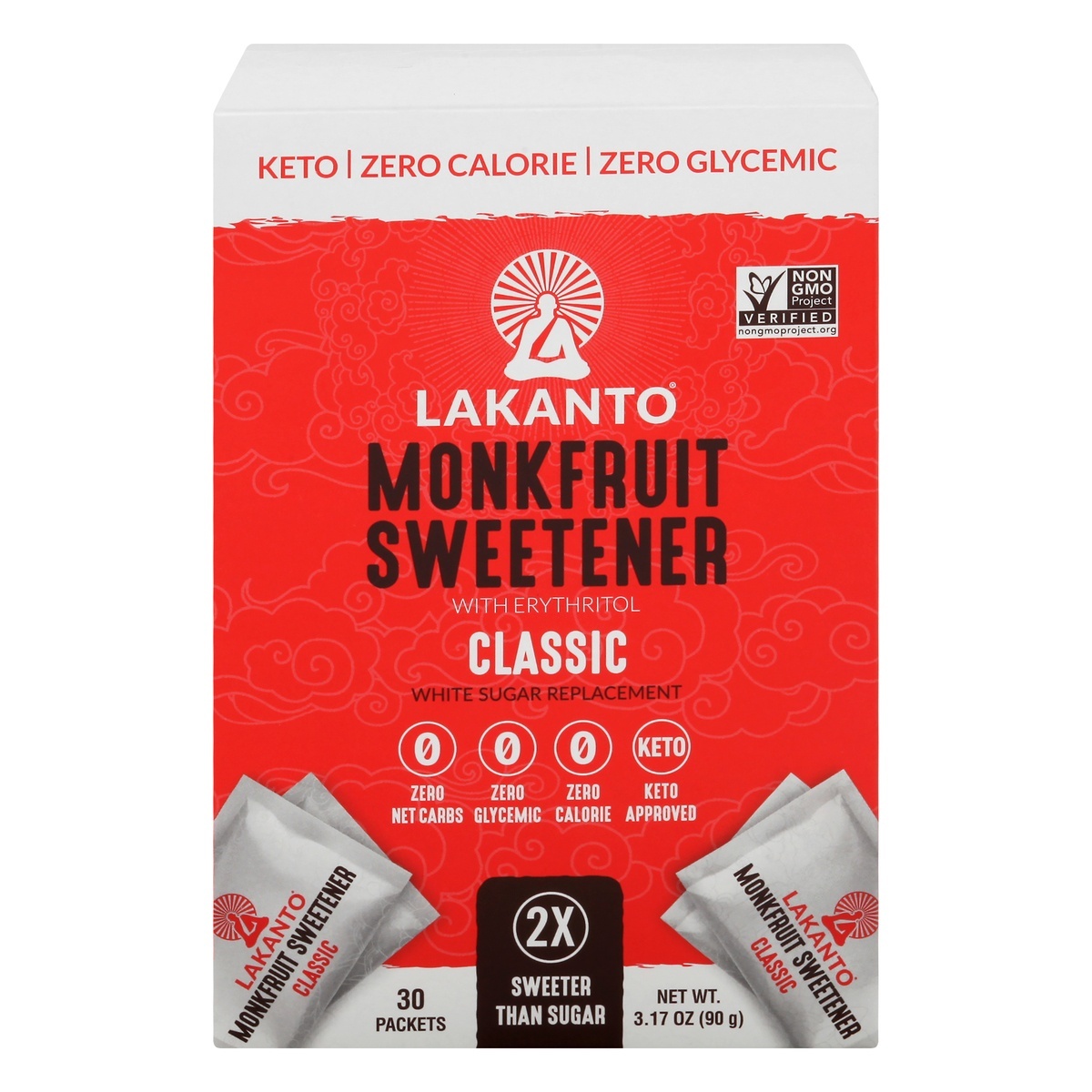 slide 1 of 1, Lakanto Monk Fruit Sugar Free Sweetener Classic Sticks, 3.17 oz