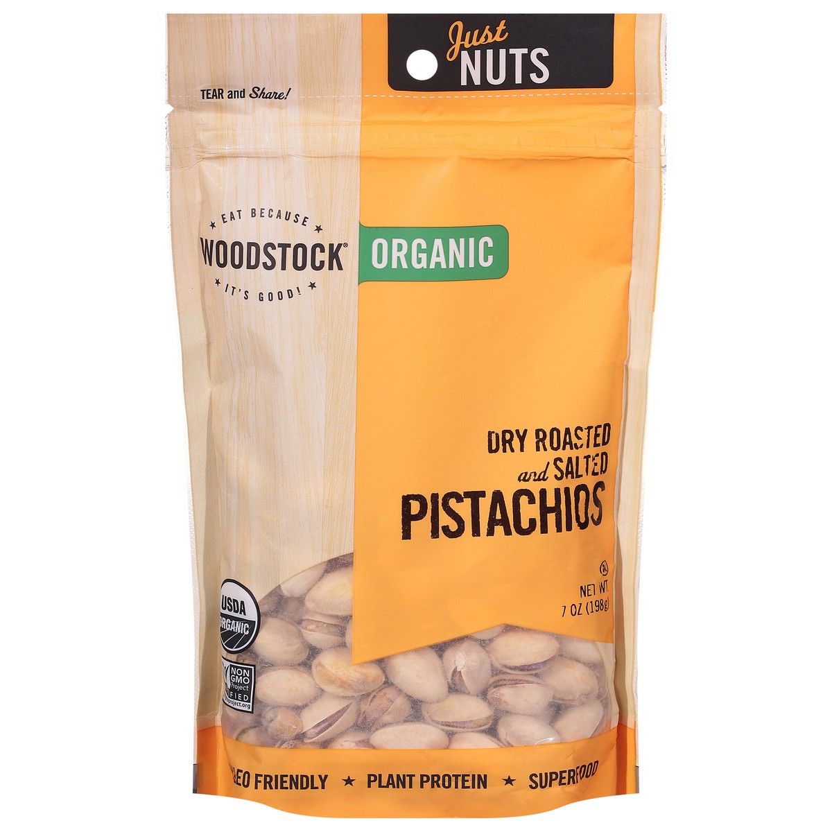 slide 6 of 14, Woodstock Organic Dry Roasted and Salted Pistachios 7 oz, 7 oz