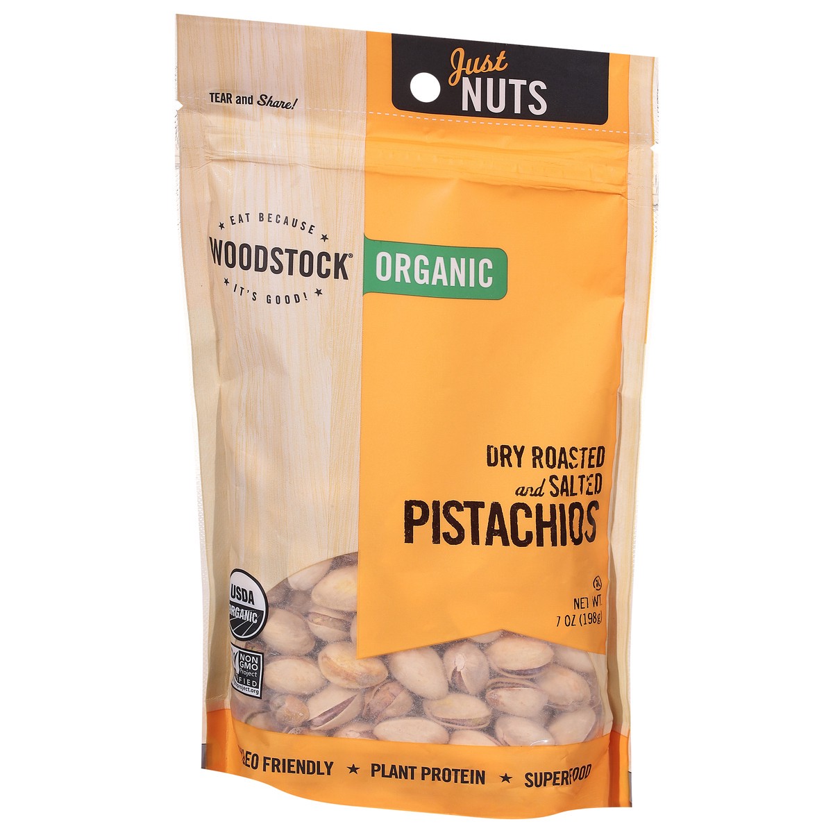 slide 14 of 14, Woodstock Organic Dry Roasted and Salted Pistachios 7 oz, 7 oz