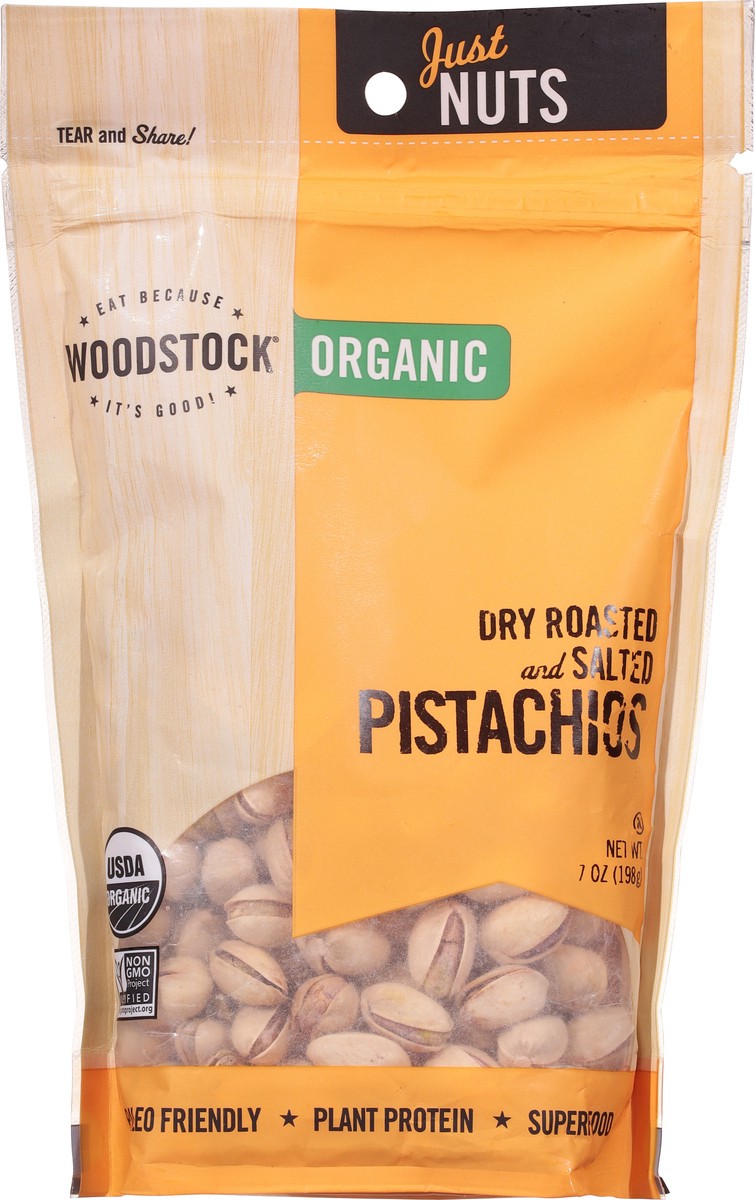 slide 2 of 14, Woodstock Organic Dry Roasted and Salted Pistachios 7 oz, 7 oz