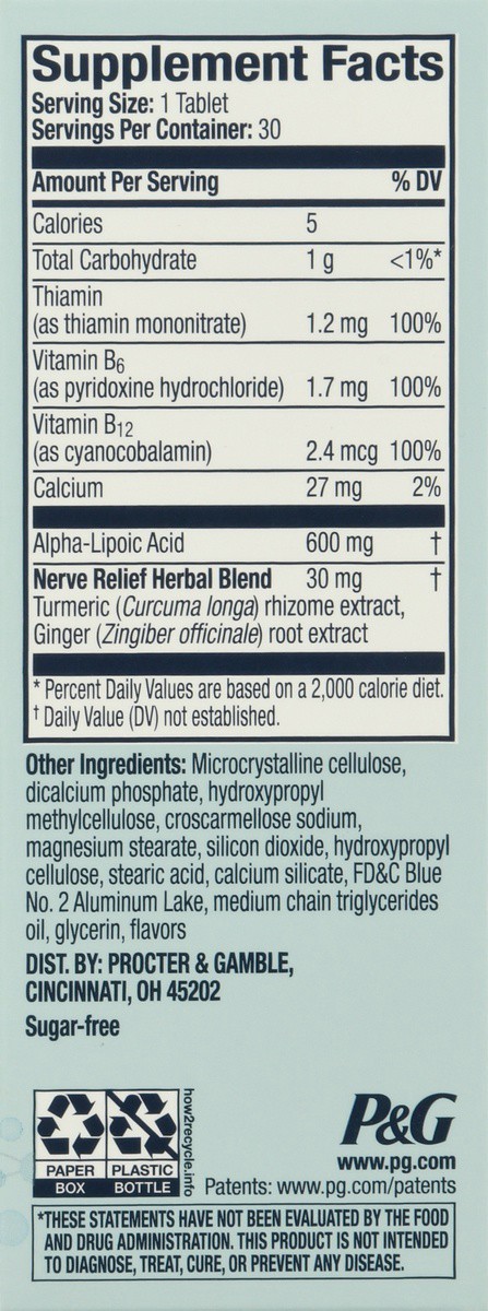 slide 2 of 9, Nervive Nerve Relief, with Alpha Lipoic Acid, to help Reduce Nerve Aches, Weakness, & Discomfort in Fingers, Hands, Toes, & Feet*†, ALA, Vitamins B12, B6, & B1, Turmeric, Ginger, 30 Daily Tablets, 30 ct