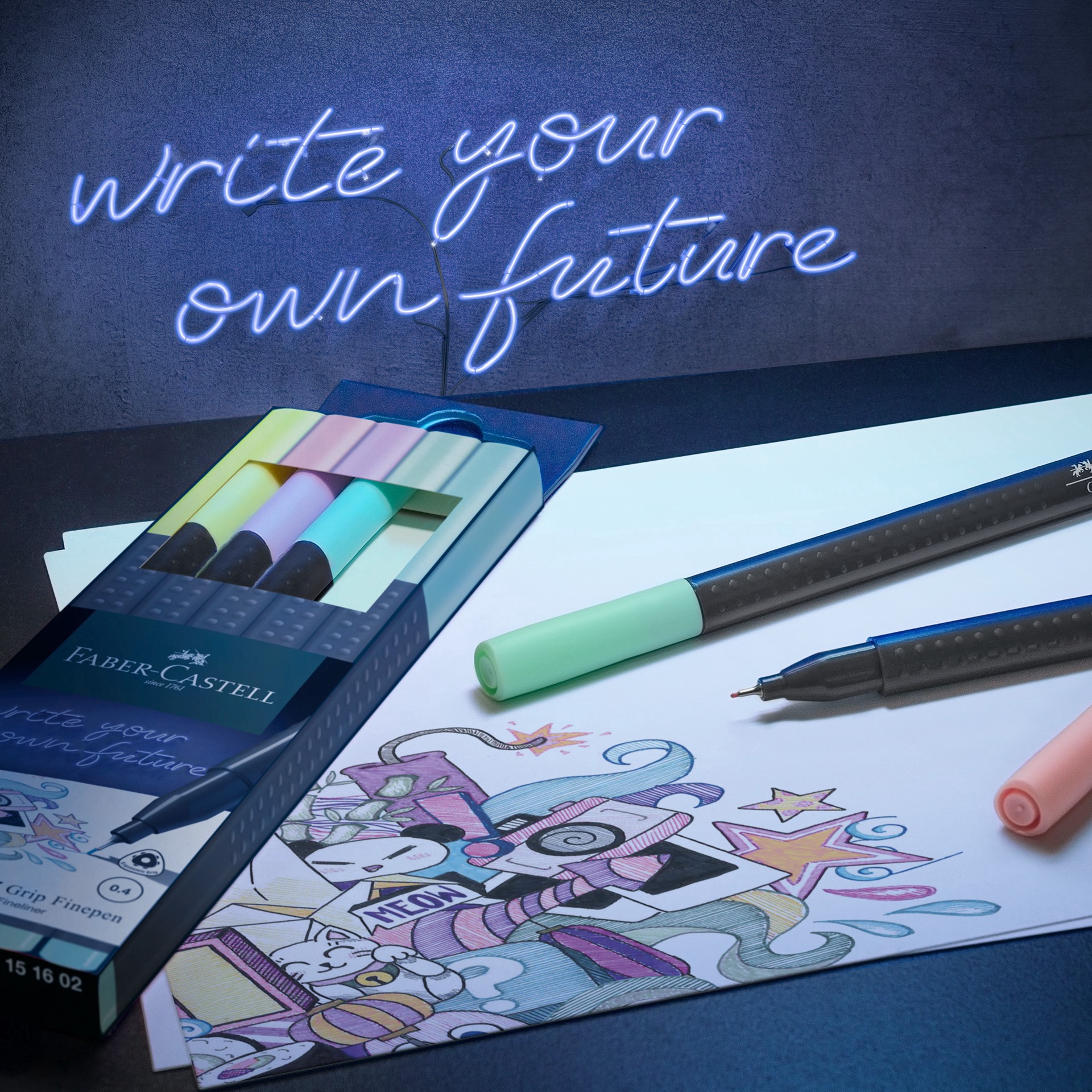 slide 3 of 3, Faber-Castell Pastel Colors Grip Finepen Set, 0.4 mm