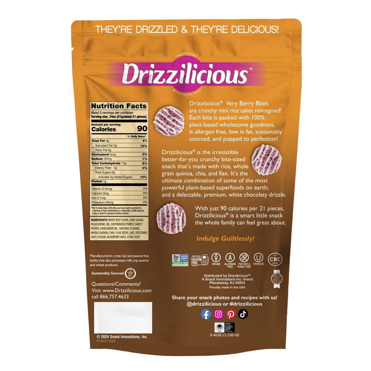 slide 2 of 5, Drizzilicious Min Rice Cakes Wild Berry, 4 oz, 4 oz