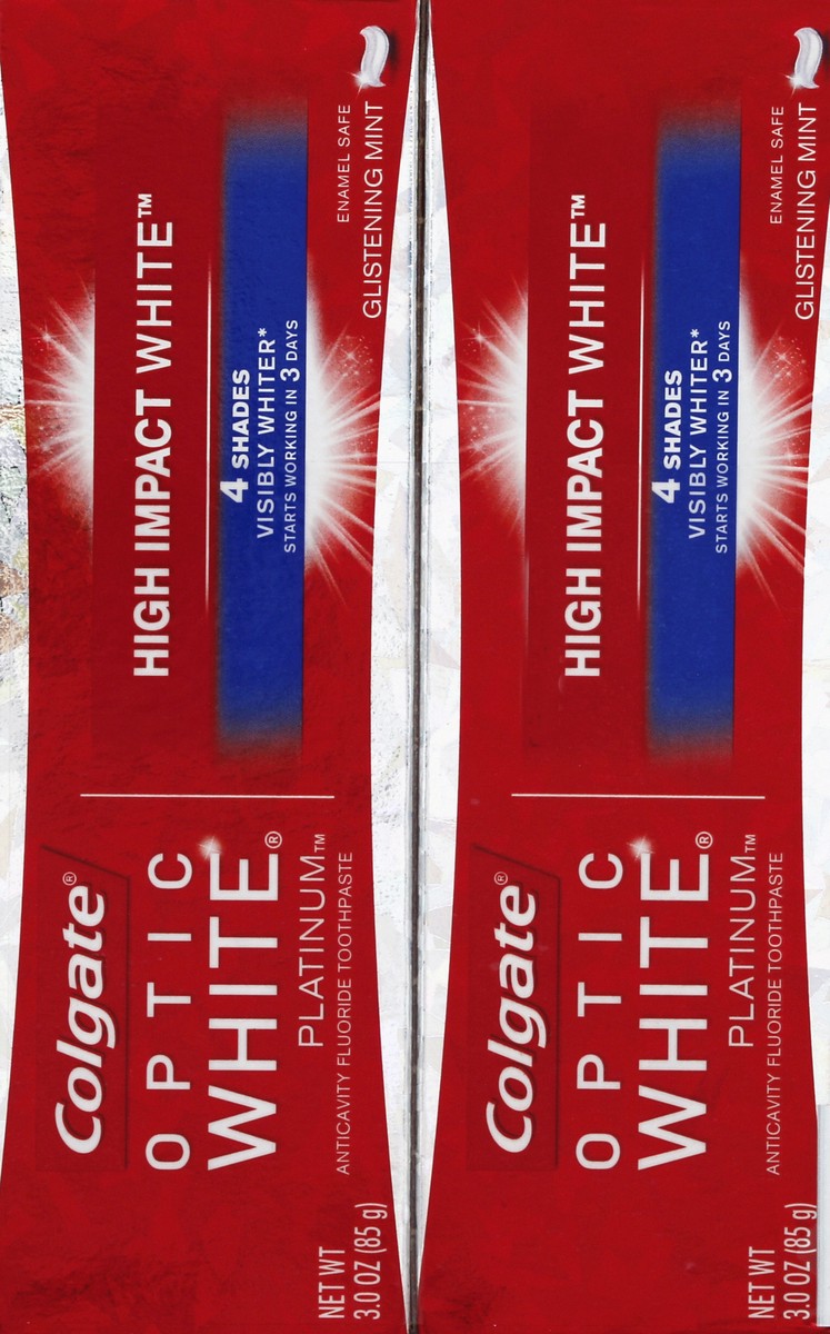 slide 6 of 6, Colgate Optic White Glistening Mint High Impact White Toothpaste, 2 ct; 3 oz