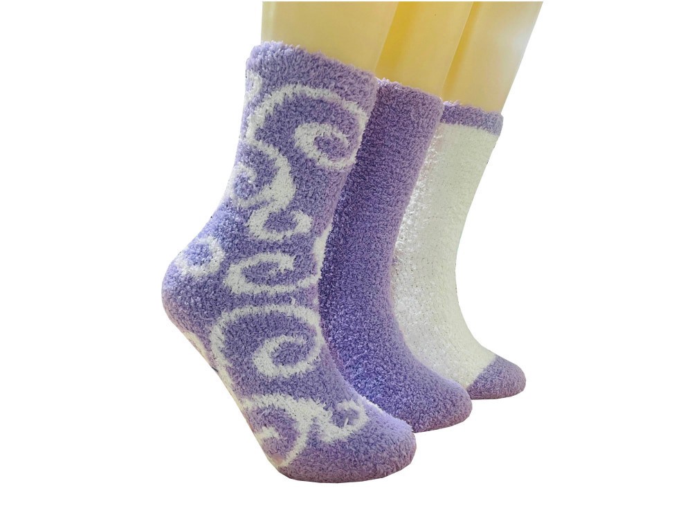 slide 2 of 2, Legale Cozy Marl Swirl Pattern Crew Socks - Lavender, 3 ct