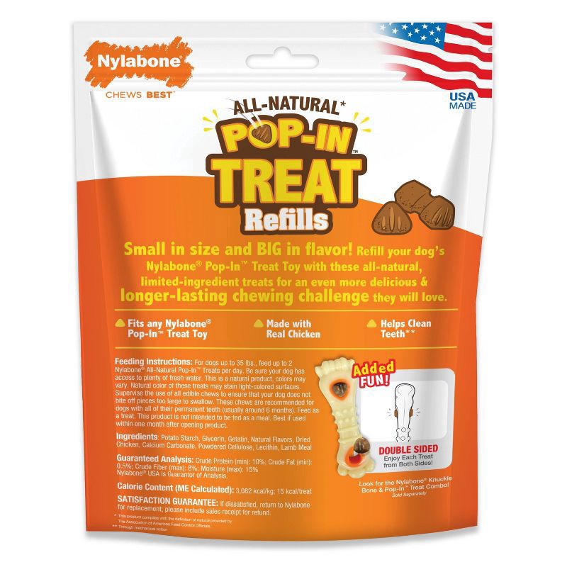 slide 3 of 6, Nylabone All-Natural Pop-In Dog Treat Refills Chicken Pop-In All Sizes(30 Count), 1 ct