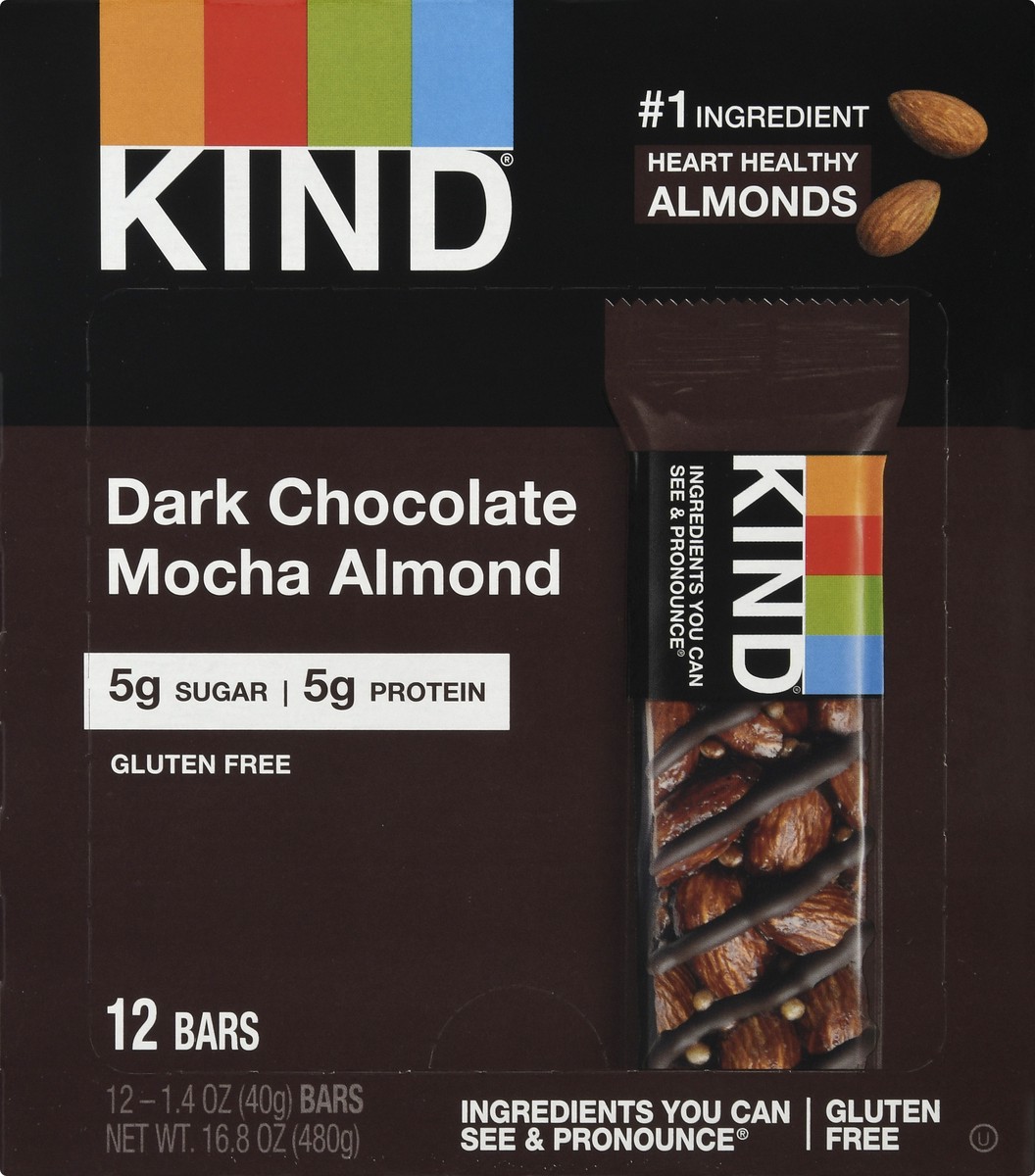 slide 1 of 9, KIND Dark Chocolate Mocha Almond Nuts and Spices Bars, 12 ct