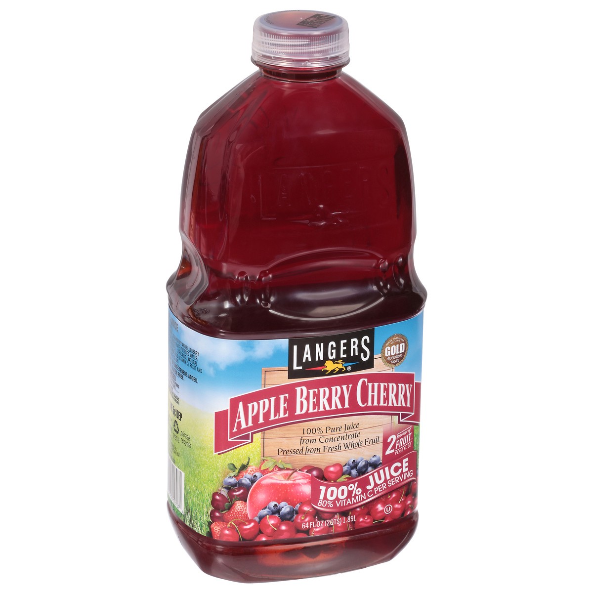 slide 12 of 14, Langers Apple Berry Cherry 100% Juice - 64 fl oz, 64 fl oz