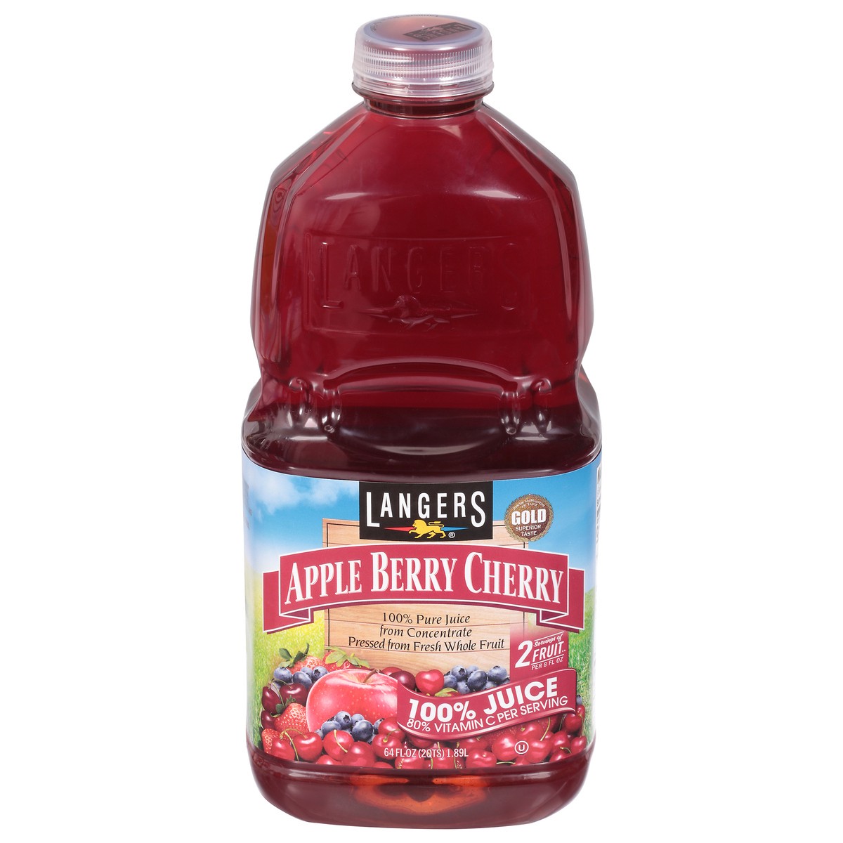 slide 1 of 14, Langers Apple Berry Cherry 100% Juice - 64 fl oz, 64 fl oz