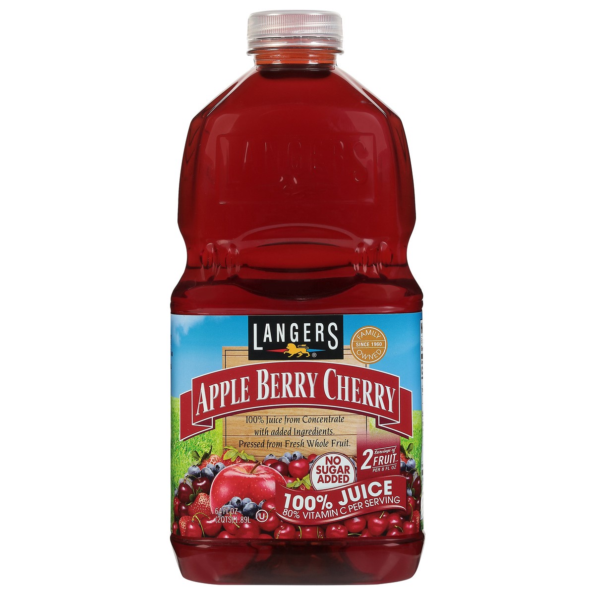 slide 1 of 14, Langers No Sugar Added Apple Berry Cherry 100% Juice from Concentrate 64 fl oz, 64 fl oz