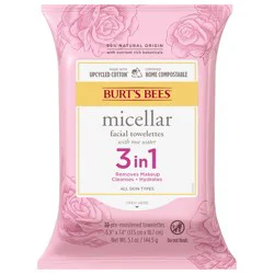 Burt's Bees Micellar Rose Water Facial Towelettes, 30 ct. Pack