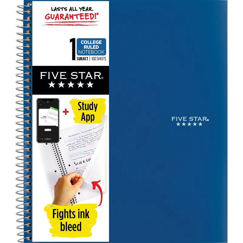 slide 1 of 11, Five Star 1 Subject College Ruled Spiral Notebook (Colors May Vary), 1 ct